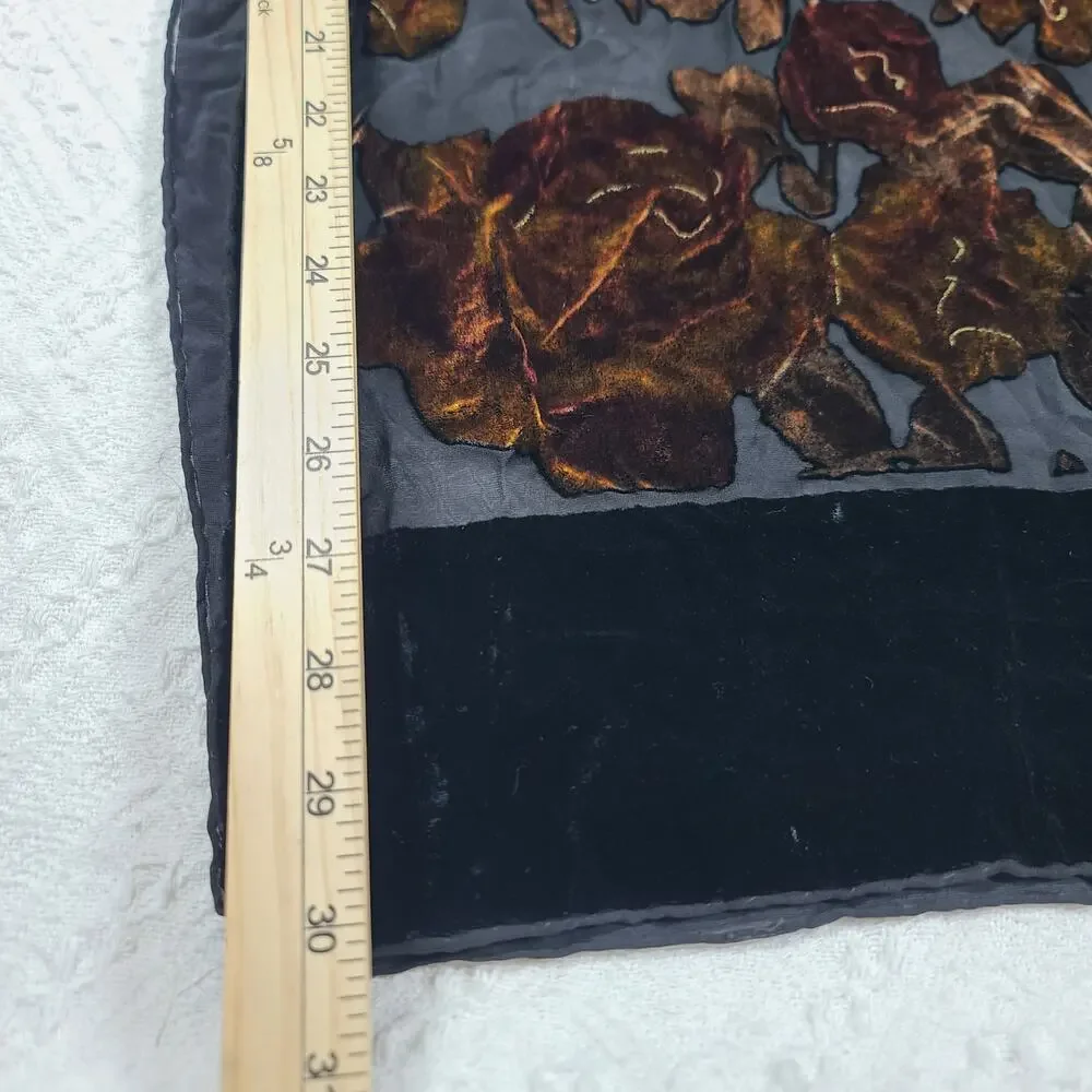 Laura Leigh Ltd floral burn out velvet silk scarf black Goth Whimsigoth Witchy